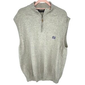 Gold Notre Dame Sweater Vest Mens XXL Gray Cotton Merino Wool Fighting Irish
